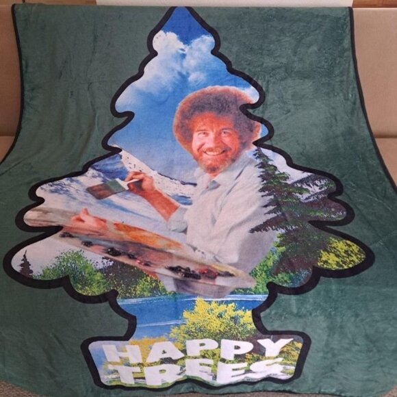 Bob Ross Other - Happy Trees Bob Ross Blanket The Joy of Painting Fleece Gift Throw Plush Rare